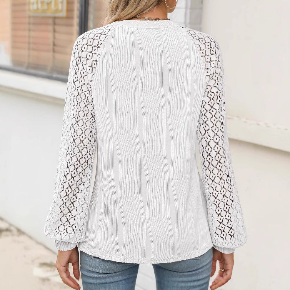 Dam T-shirt Färgblock Randig Polyester Regular Fit-5