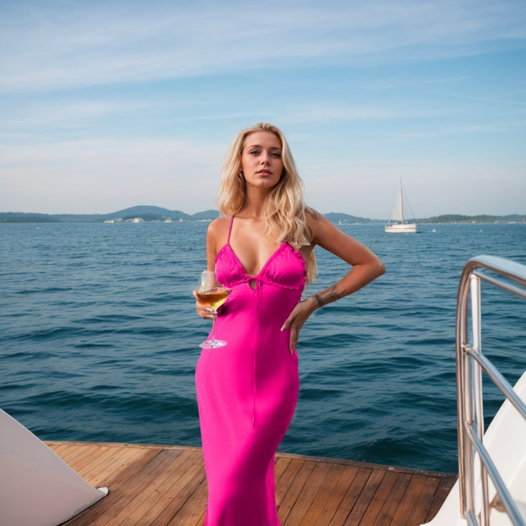 Variant image for Kvinnors Midi Klänning V-ringad Ärmlös Polyester-1