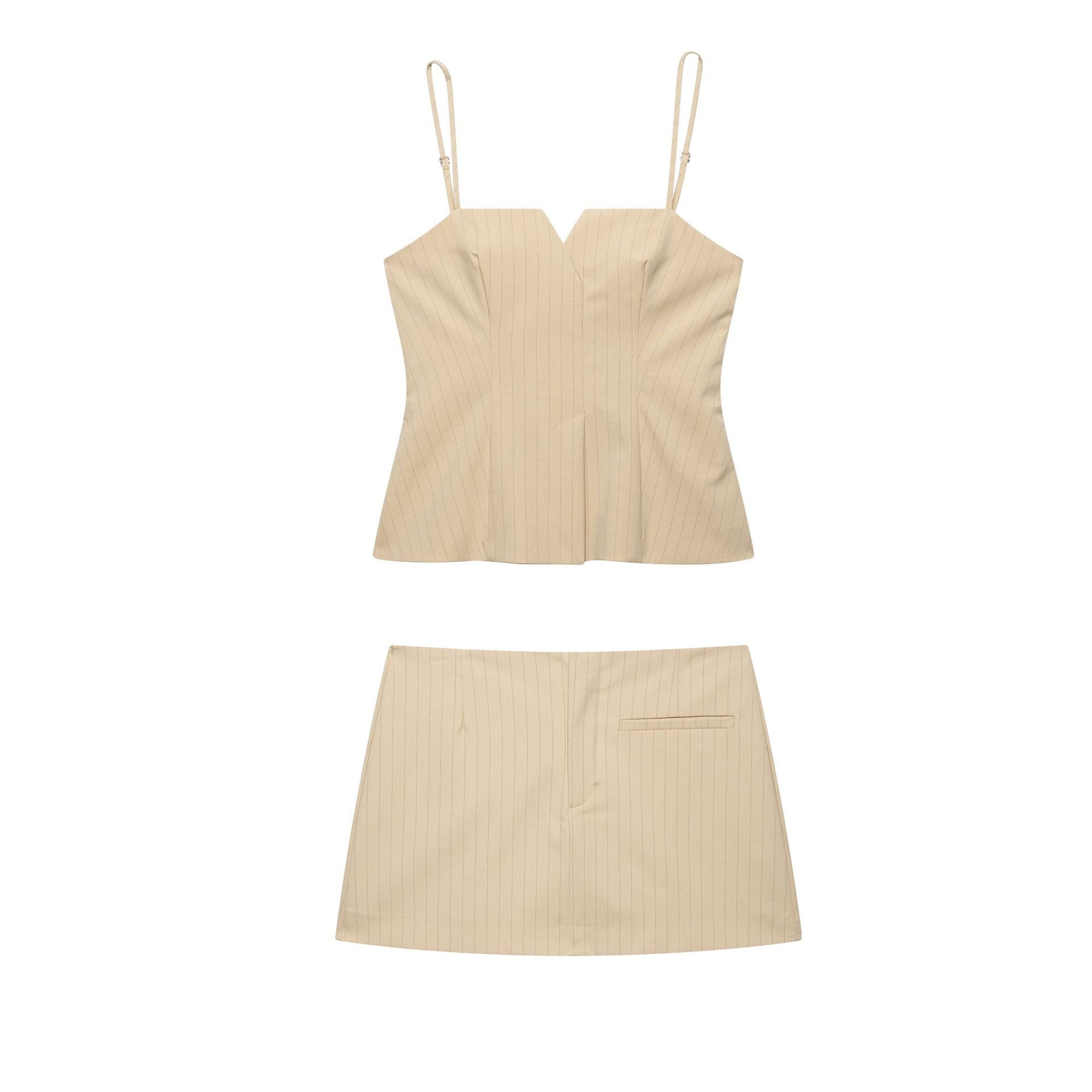 Kvinnors Topp V-ringad Lätt Tyg med Vertikala Ränder-2