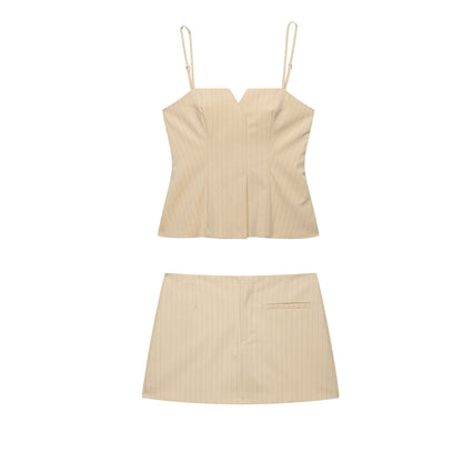 Kvinnors Topp V-ringad Lätt Tyg med Vertikala Ränder-2