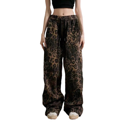 Kvinnors Raka Byxor Leopardmönster Streetwear Spandex Tyg-6