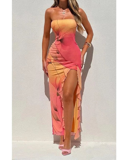 Variant image for Damklänning Off-Shoulder Sidentryck Polyester Lång BodyCon-1