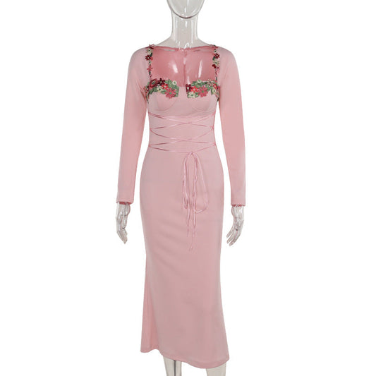 Kvinnors Wrap-Klänning Blommig Topp Elastiskt Tyg 1