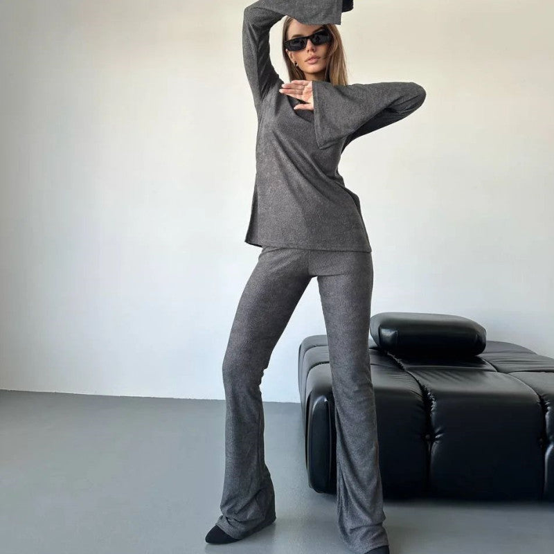 Variant image for Dam Set Långärmad Top och Byxor Spandex Avslappnad-5