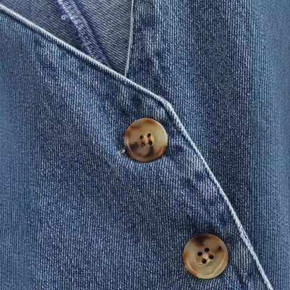 Herr Denim Väst Stegkrage Hållbar Bomull-5