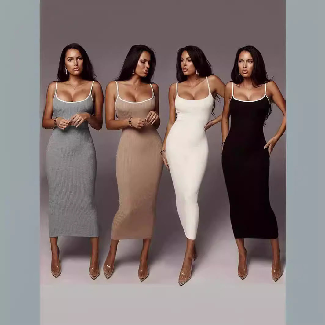 Fina Dam Klänningar Bodycon Midi Spaghetti Band Polyester-2