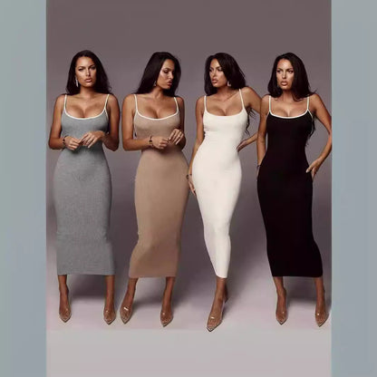 Fina Dam Klänningar Bodycon Midi Spaghetti Band Polyester-2