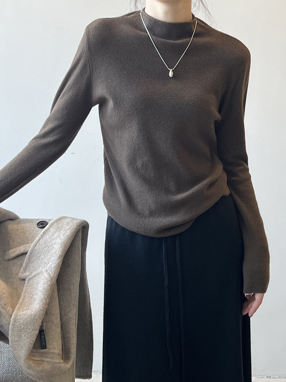 Variant image for Dam Stickad Halvturtleneck Tröja Borstad Ull-4