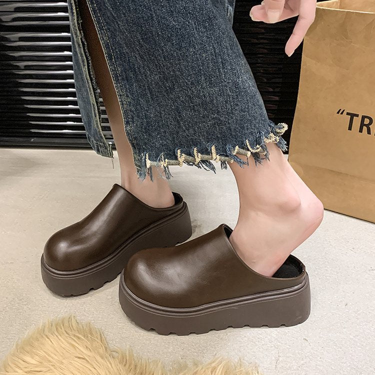 Dam Träskor Hög Platå Syntetiskt Läder-4