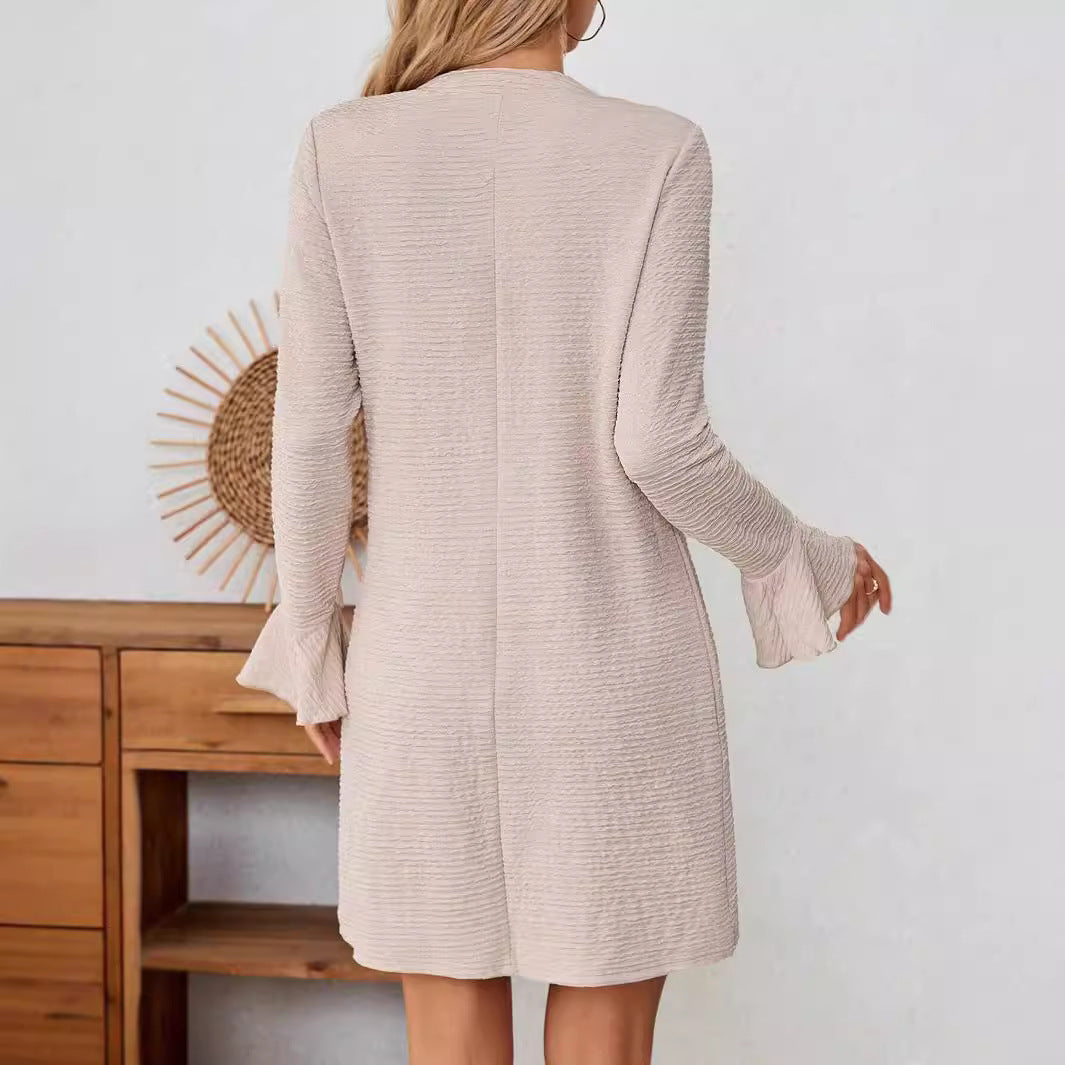 Fina Dam Klänningar V-ringad med Utsvängda Ärmar Polyester-3