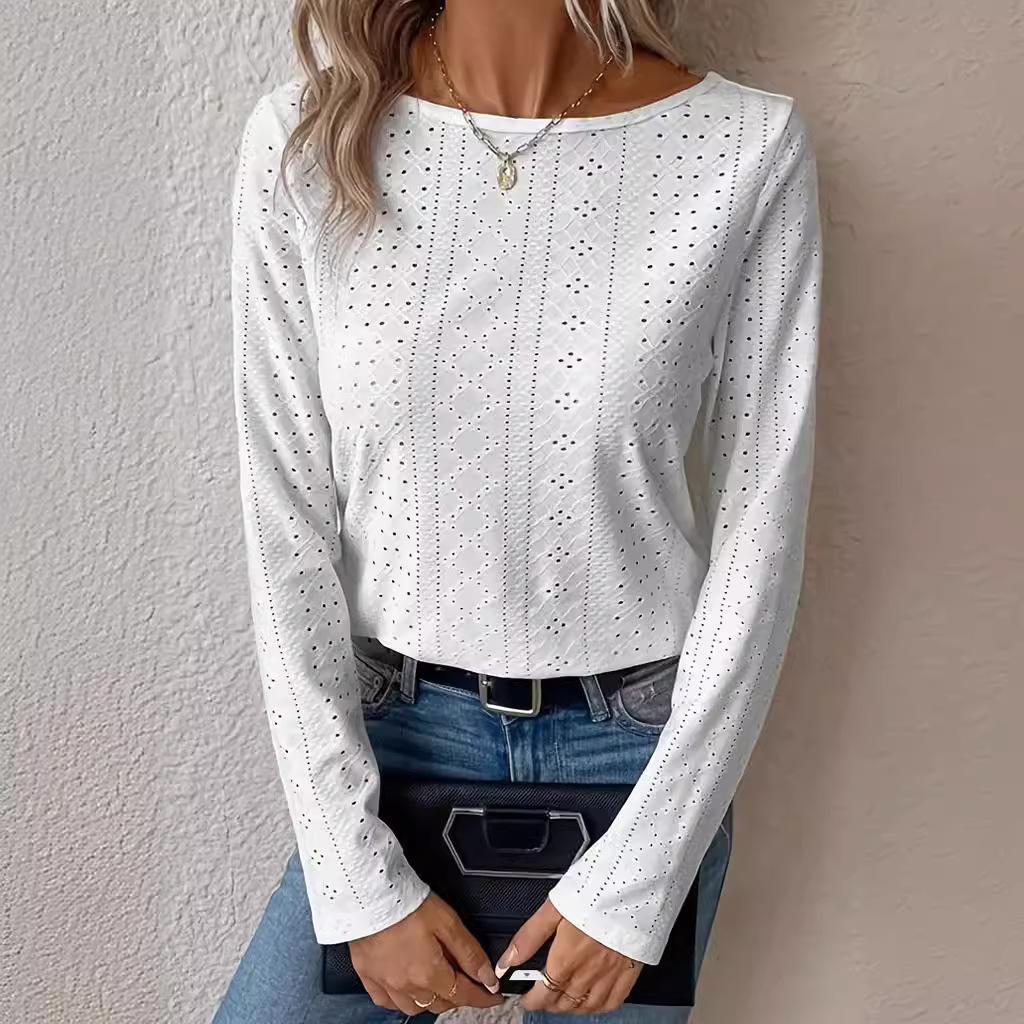 Långärmad T-shirt Dam Jacquard Casual 3