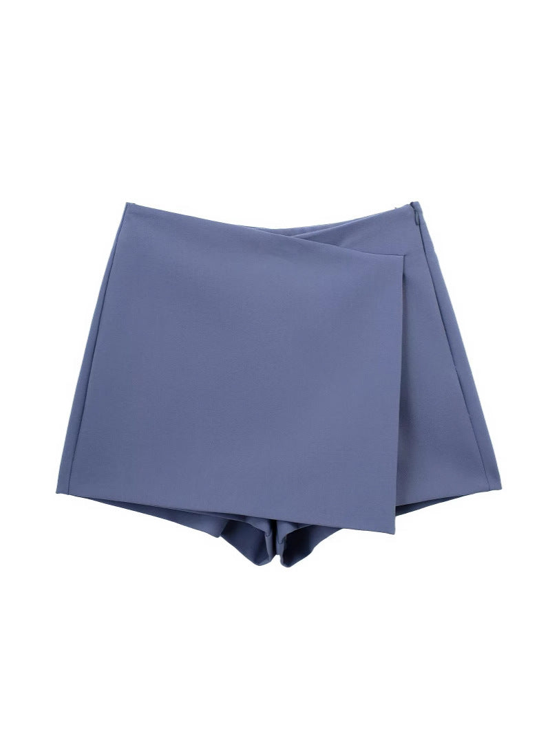 Dam Högbelagda Smala Byxor Asymmetrisk Polyester Elegant Stil-6