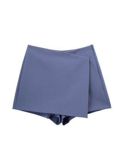 Dam Högbelagda Smala Byxor Asymmetrisk Polyester Elegant Stil-6