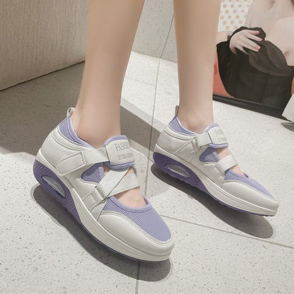 Kvinnor Sneakers Sportiga Kardborrfästen Andningsbara Syntetiska Material 2