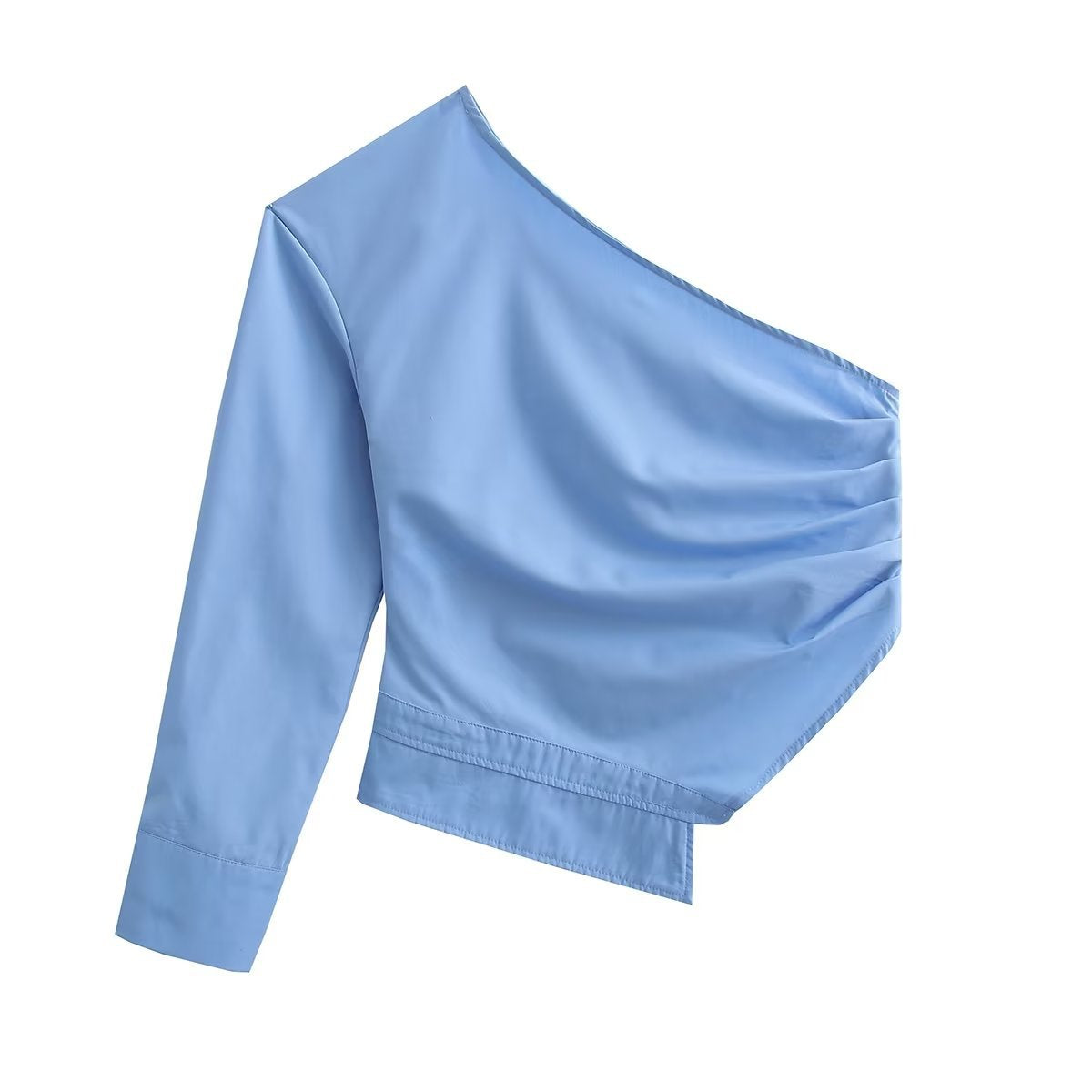 Festtoppar Dam Rüschentop Slim Fit Polyester med Asymmetrisk Krage-3