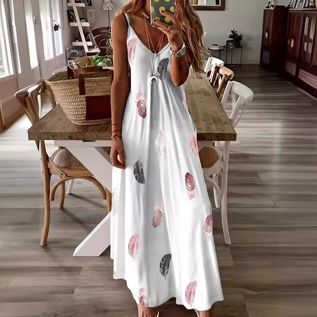 Fina Dam Klänningar A-Linjeformad V-Neck Spaghetti Band Stretch Material-3