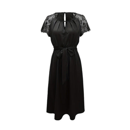 Festliches Damenkleid mit Spitzeninsätzen und Midjebälte – Elegantes Kleid für Hochzeitsgast und besondere Anlässe 6