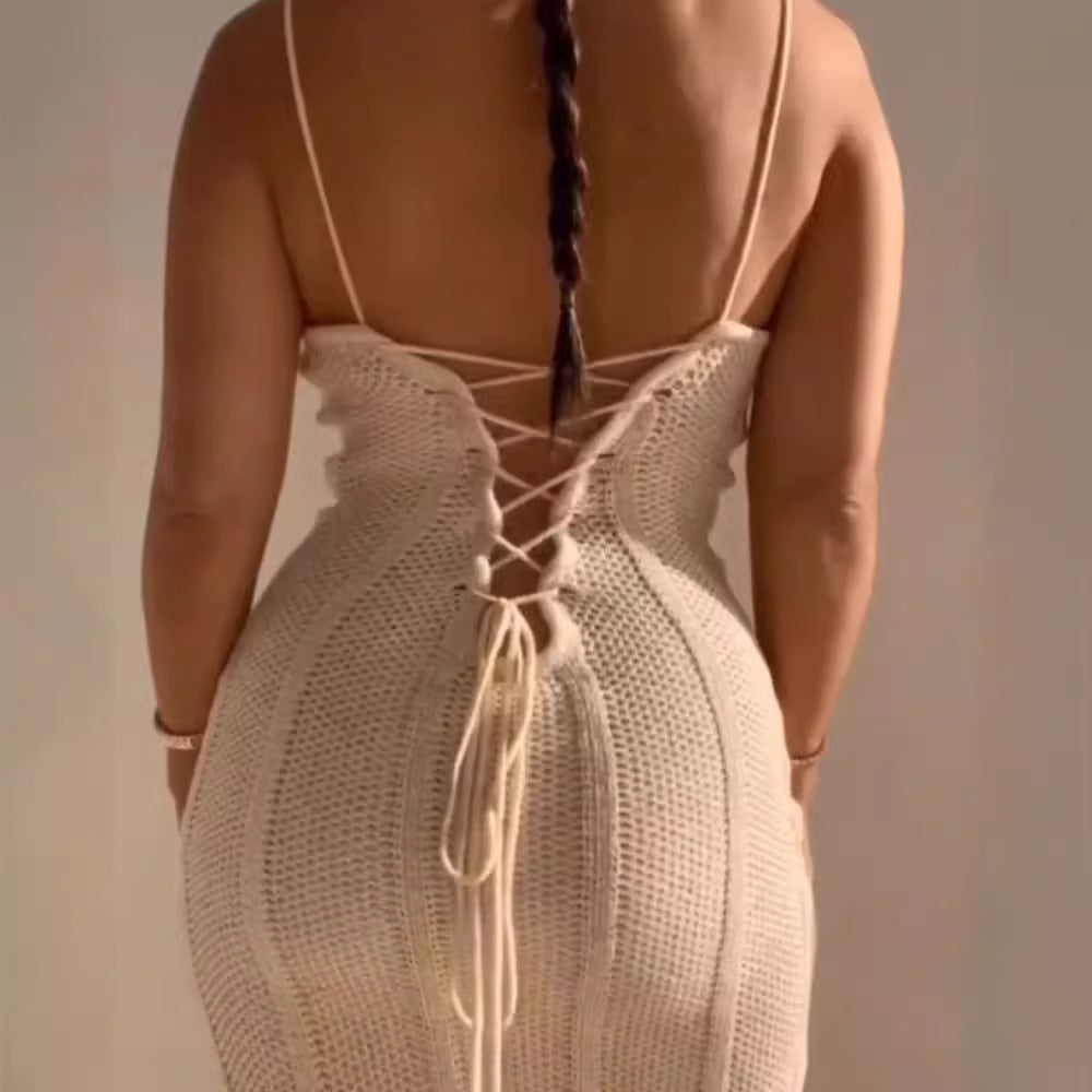 Dam Midi Klänning Ärmlös Kroppsnära Spandex-4