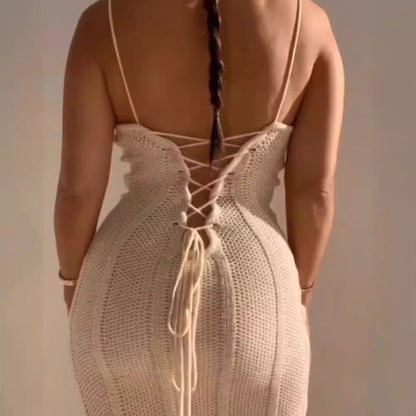 Dam Midi Klänning Ärmlös Kroppsnära Spandex-4