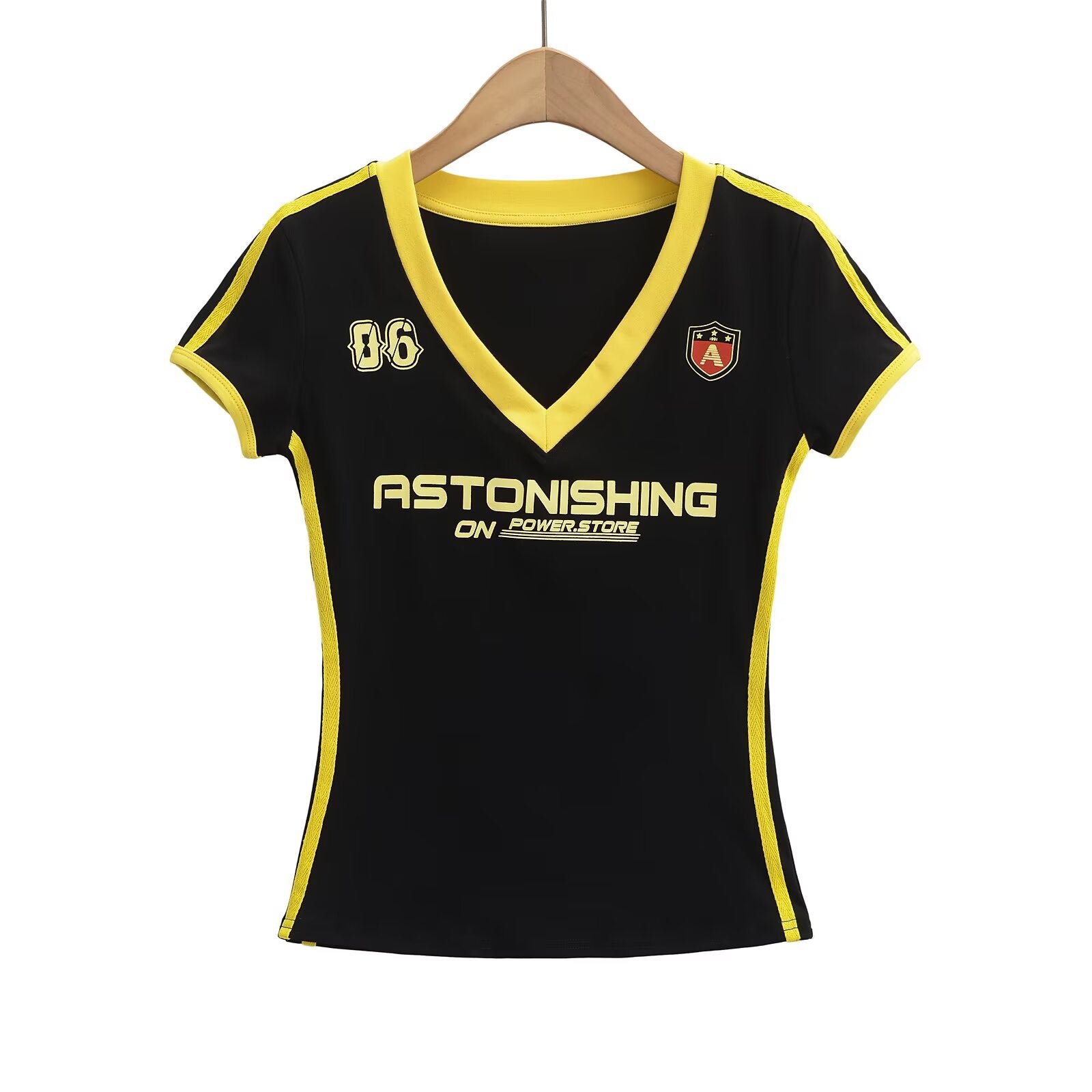 Kvinnors V-ringad T-shirt Trendigt Tryck Bomull-3