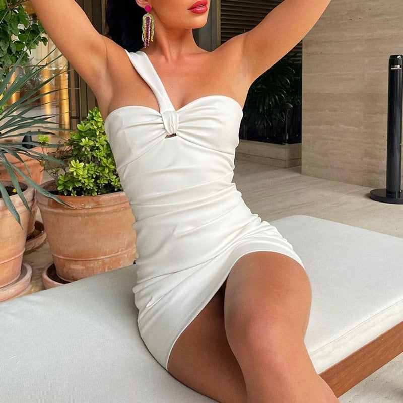 Variant image for Dam Miniklänning Asymmetrisk Axel Stretchigt Tyg-4