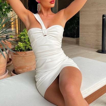 Variant image for Dam Miniklänning Asymmetrisk Axel Stretchigt Tyg-4