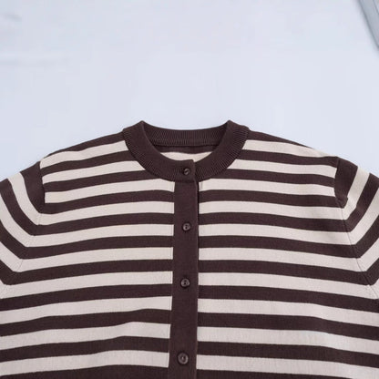 Dam Kortjacka Rundhalsad Stickad Polyester-2