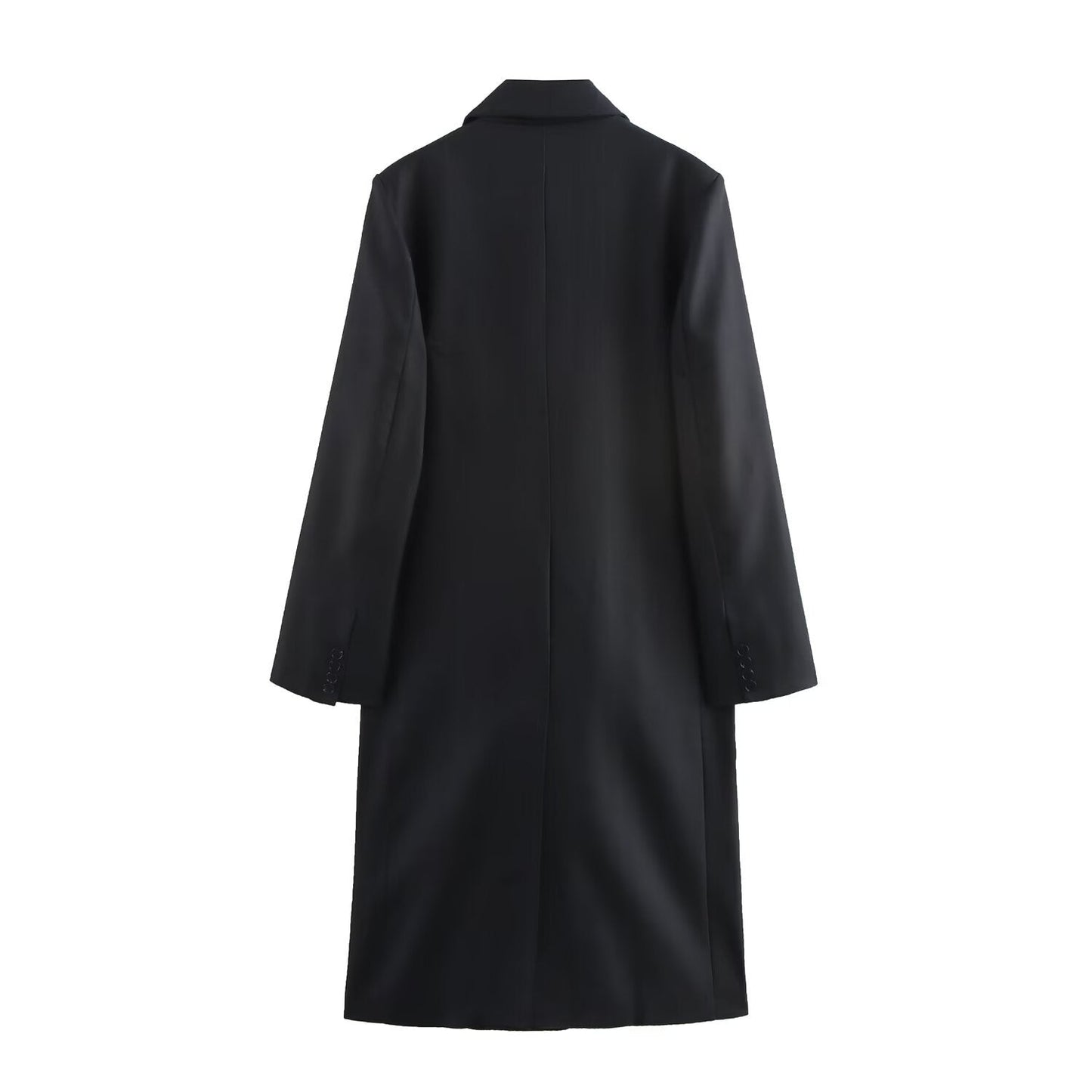 Damklänning Långärmad Randig med Fickor Hartsfärgad Tygblandning-3