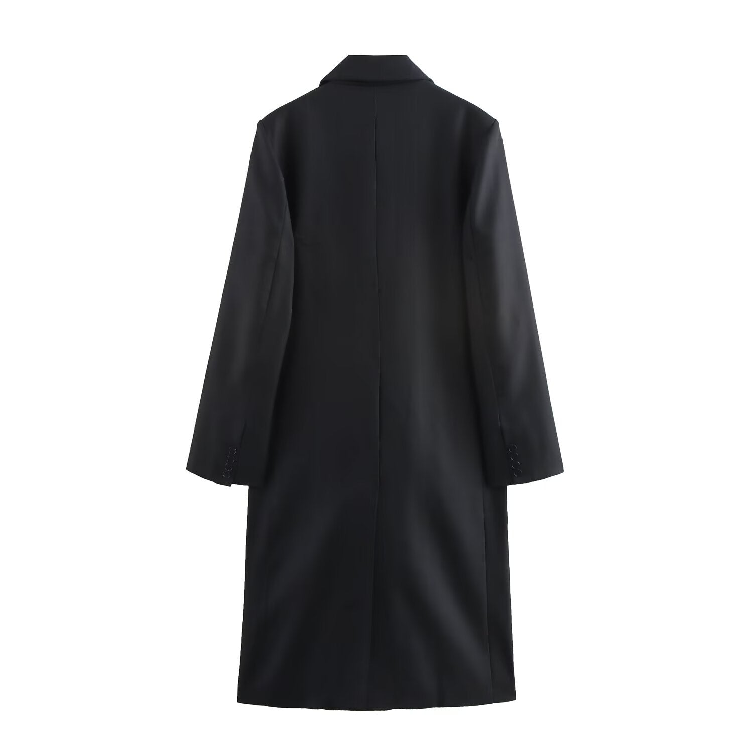 Damklänning Långärmad Randig med Fickor Hartsfärgad Tygblandning-3