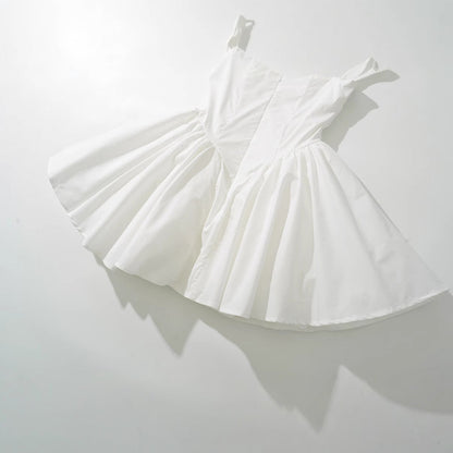 Kvinnors Miniklänning med Puffärmar och Svängande Kjol i Andningsbart Material – Perfekt för Festliga Tillfällen 4