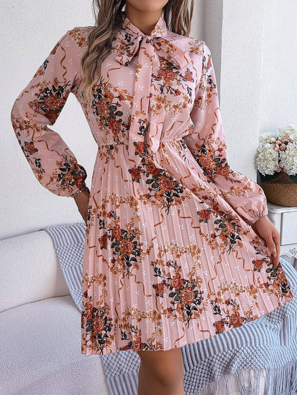 Variant image for Kvinna Midi Kjol Blommig Snörning Långärmad Polyester-1