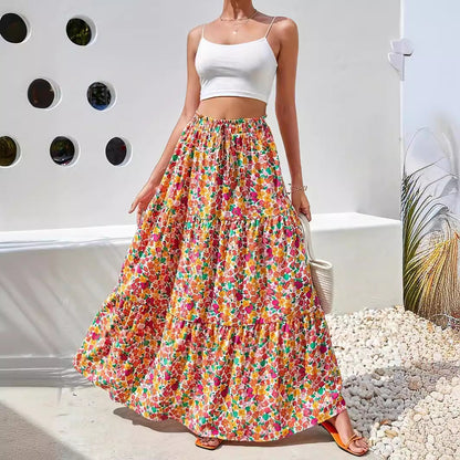 Dam Lång Kjol Tryckt Polyester-2