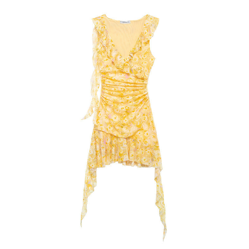 Variant image for Damklänning Oregelbunden Kjol V-Ringning Lång Ärmar Polyester Elegant-3