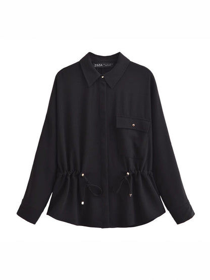 Dam Chiffon Set Skjorta och Vida Byxor Elegant Lätt Material 4