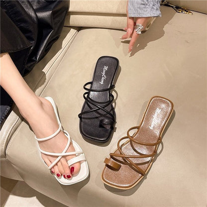 Dam Sandaler Platta Remmar Minimalistisk Syntetisk Design-2