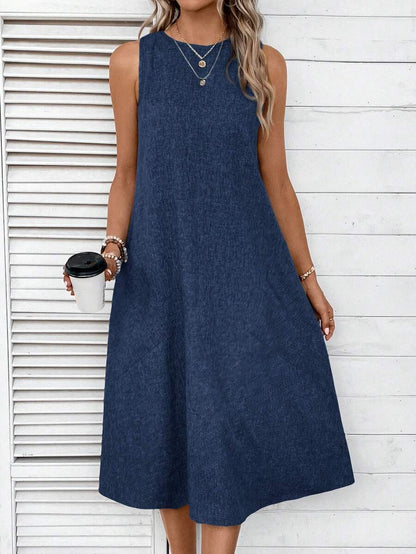 Dam Stickklänning Elegant Stickad Akryl 7