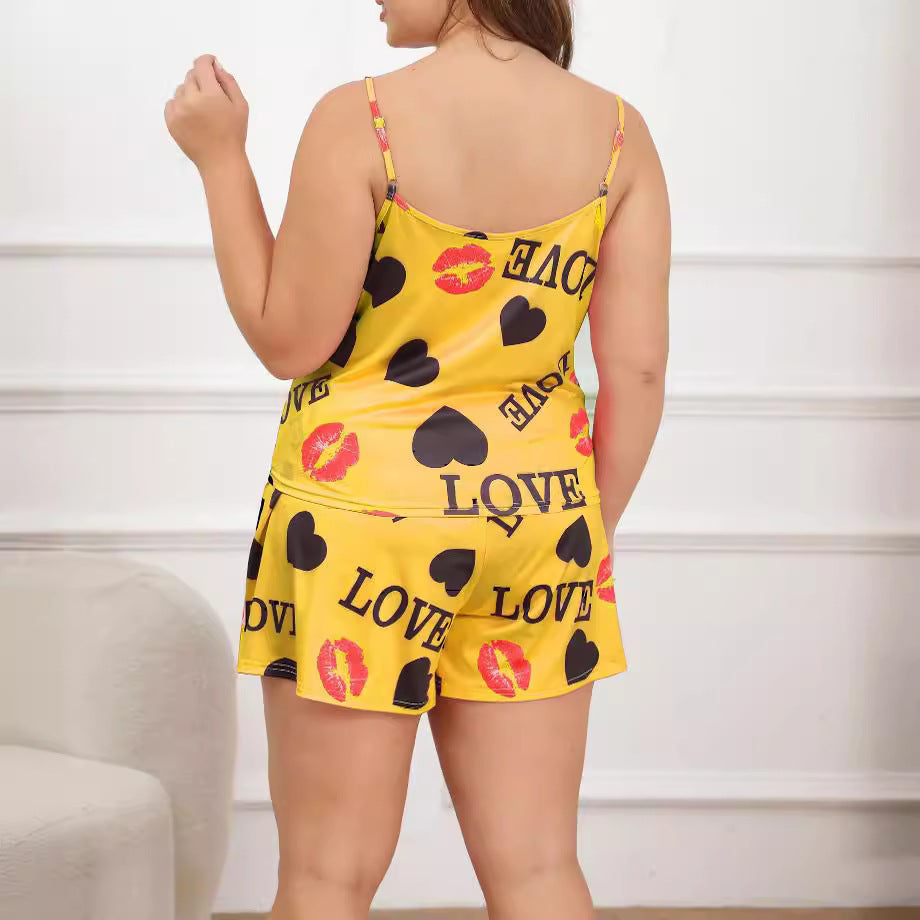 Tvådelat Set Dam Spaghetti Bärare Polyester Avslappnad Design-3