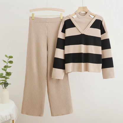 Högmidjade Byxor Set för Dam i Spandex med Draperad Design – Långa Ärmar, Svart och Khaki 6