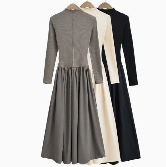 Långärmad Långklänning Fest med Flödande Kjol för Dam – Elegant Bomullsblandning för Speciella Tillfällen 6