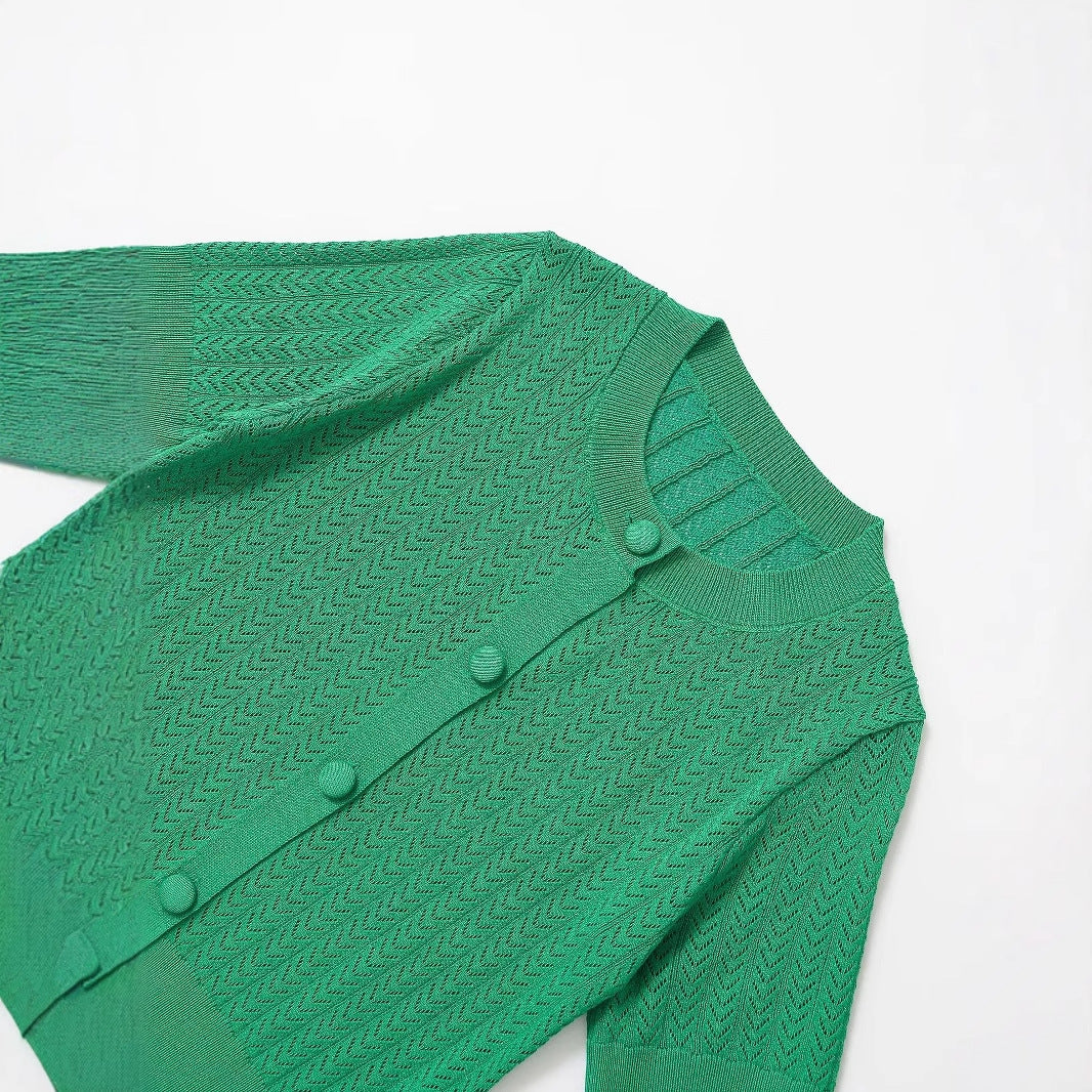 Kvinnors Cardigan Klassisk Rund Krage Mjuk Karamellstruktur-3