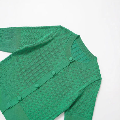 Kvinnors Cardigan Klassisk Rund Krage Mjuk Karamellstruktur-3