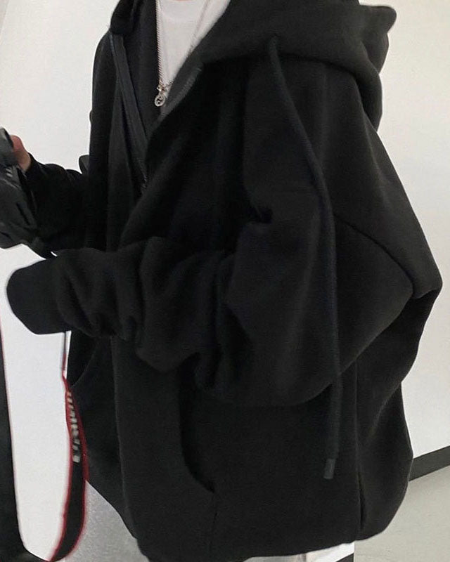 Dam Kort Hoodie Monokrom Bomull Hiphop Stil-5