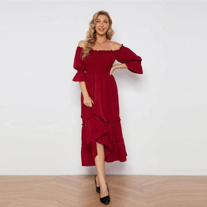 Kvinnors Lång Klänning A-Linjeformad Polyester-2