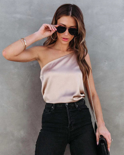 Kvinnors Asymmetrisk Skjorta Satin med Lätt Stretch-4