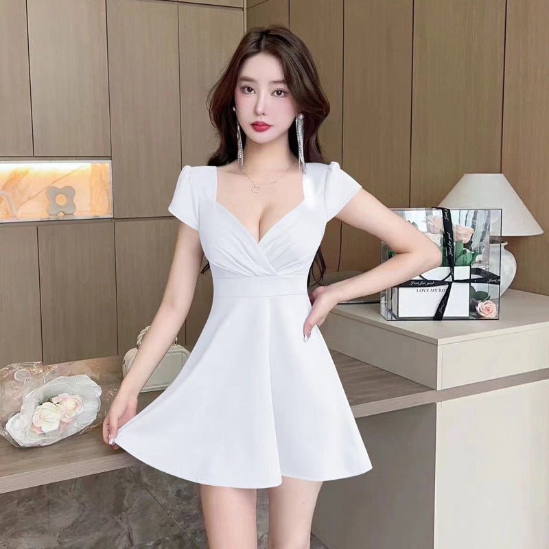 Dam Klänning Kortärmad V-Hals Polyester Tidlös Elegans-2