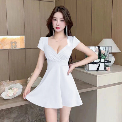 Dam Klänning Kortärmad V-Hals Polyester Tidlös Elegans-2