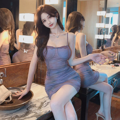 Dam Bodycon Klänning Djup Halsringning Ärmlös Polyester Elastan-4