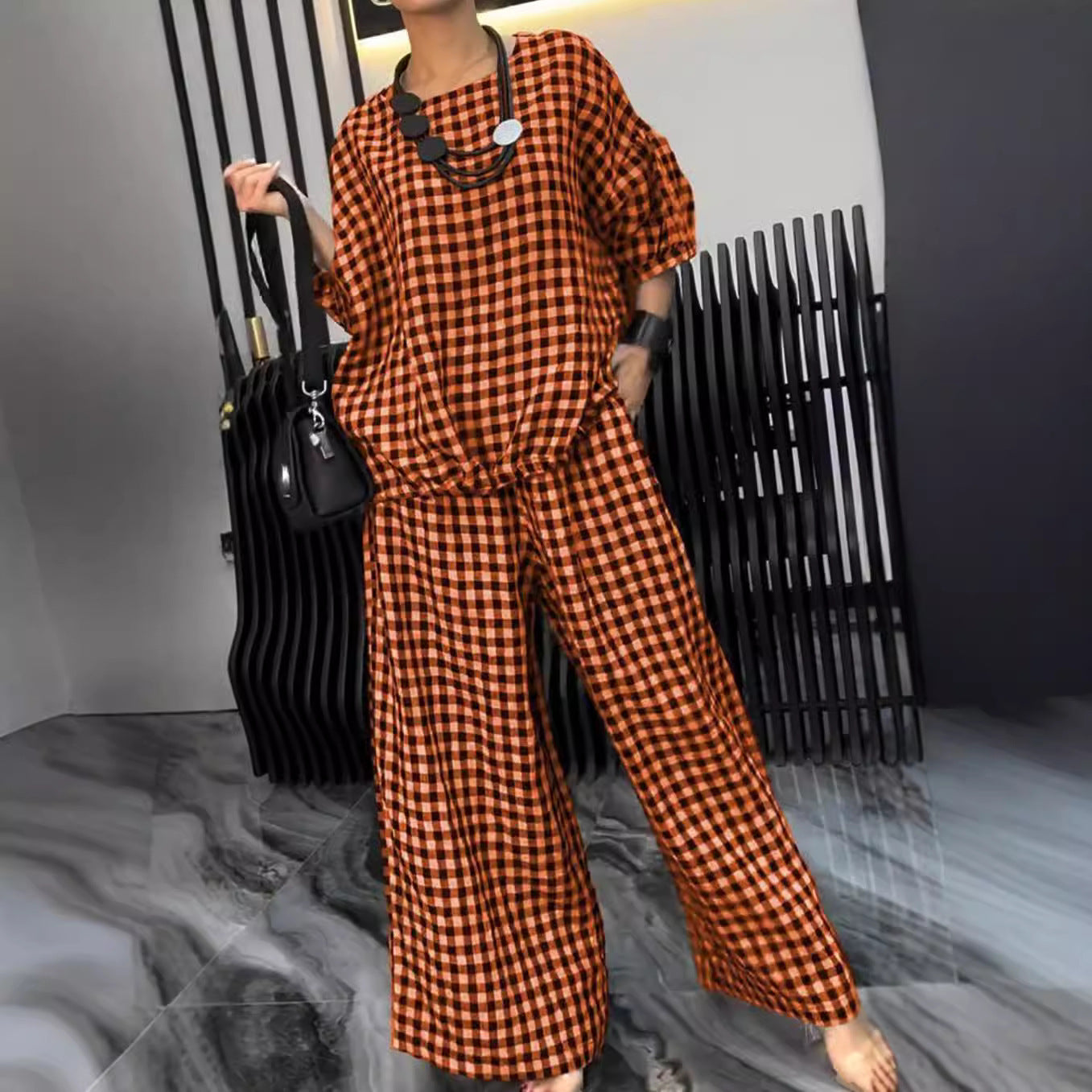 Dam Casual Blus Hahnenstreuft Mönster Polyester Halvlånga Ärmar 6