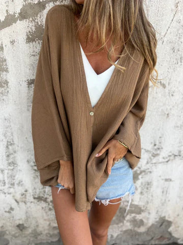 Variant image for Dam Cardigan Kortärmad Löst Passform Polyester V-hals-25