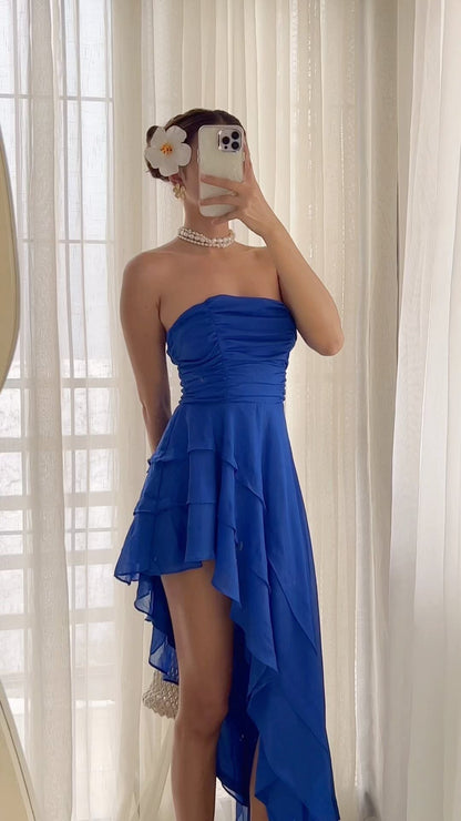 Damklänning Off-Shoulder Oregelbunden Polyester Fina Dam Klänningar-4